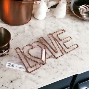 MARTHA STEWART COLLECTION COPPER-PLATED STEEL LOVE TRIVET NEW WITH TAGS